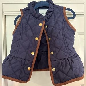 Janie and Jack navy/tan suede vest